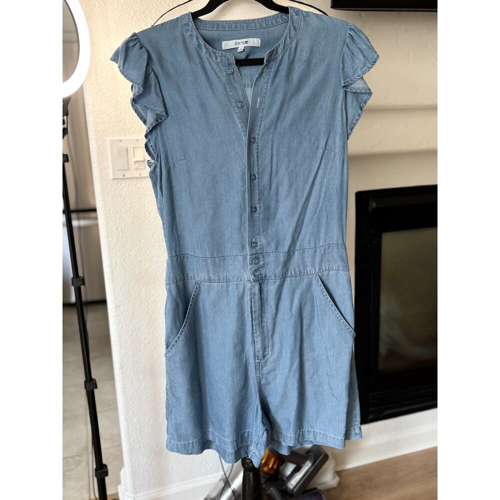 Joe's Jeans Blue Denim Jean Shorts Romper Size M 6-10 - Picture 2 of 4